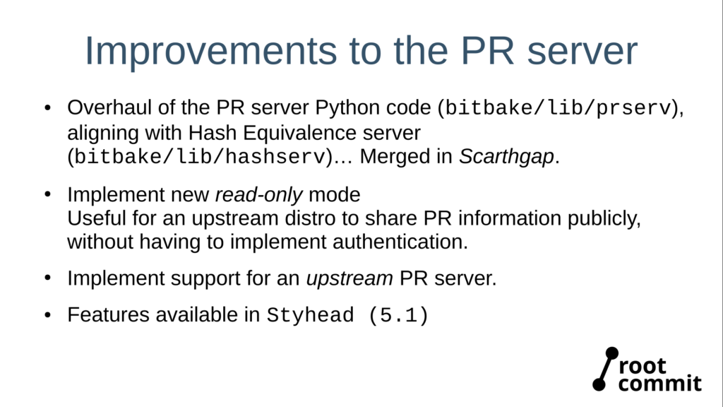 Improvements to the PR server
