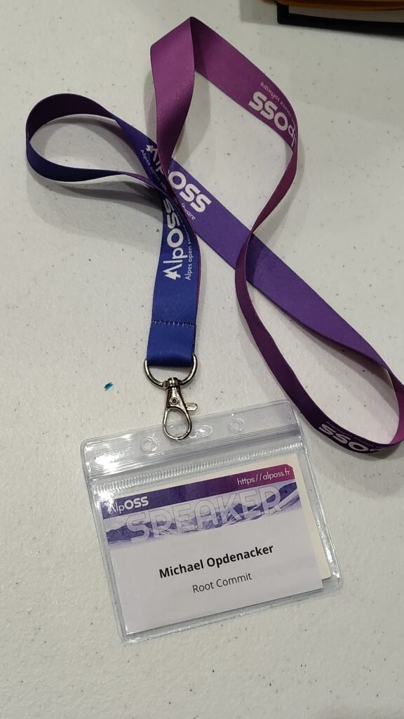 Michael Opdenacker&rsquo;s Alposs 2025 speaker badge
