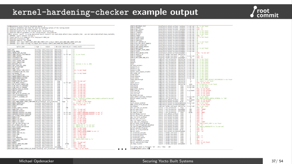 kernel-hardening-checker output