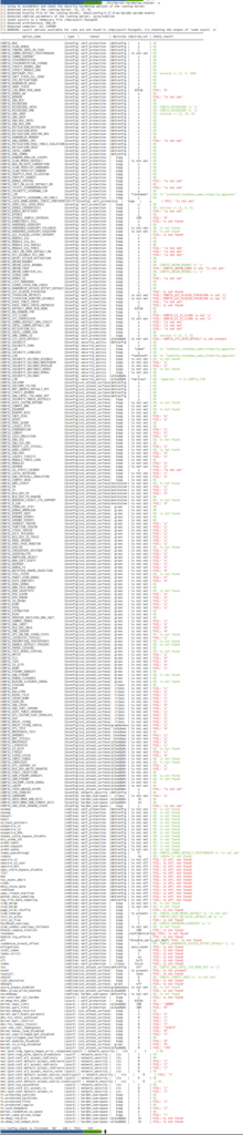 kernel-hardening-checker output on x86