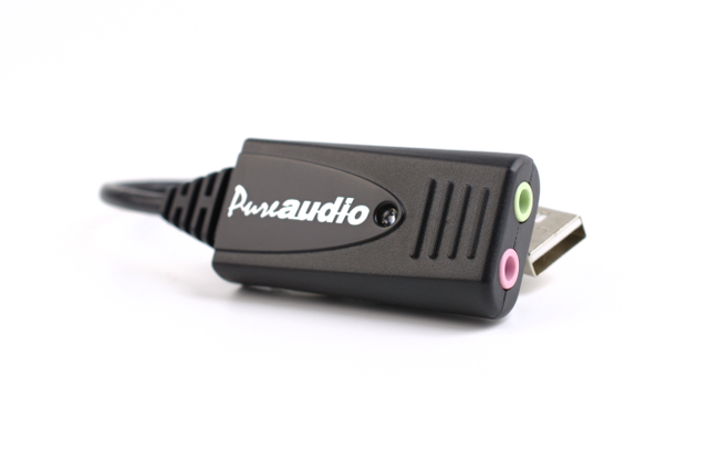 USB audio card Source: https://commons.wikimedia.org/wiki/File:Andrea_Electronics_PureAudio_Speech_Development_Kit_(26603532598).png